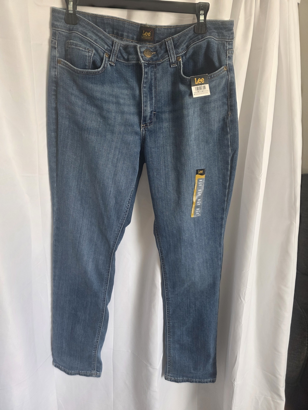 Lee Straight Mid-Blue Denim Jeans , Size 12Long